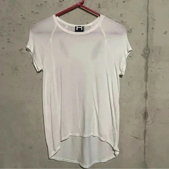 H By Bordeaux Women's T-Shirt White Asymmetrical Hem Back Cut Outs Size XS - Picture 1 of 6